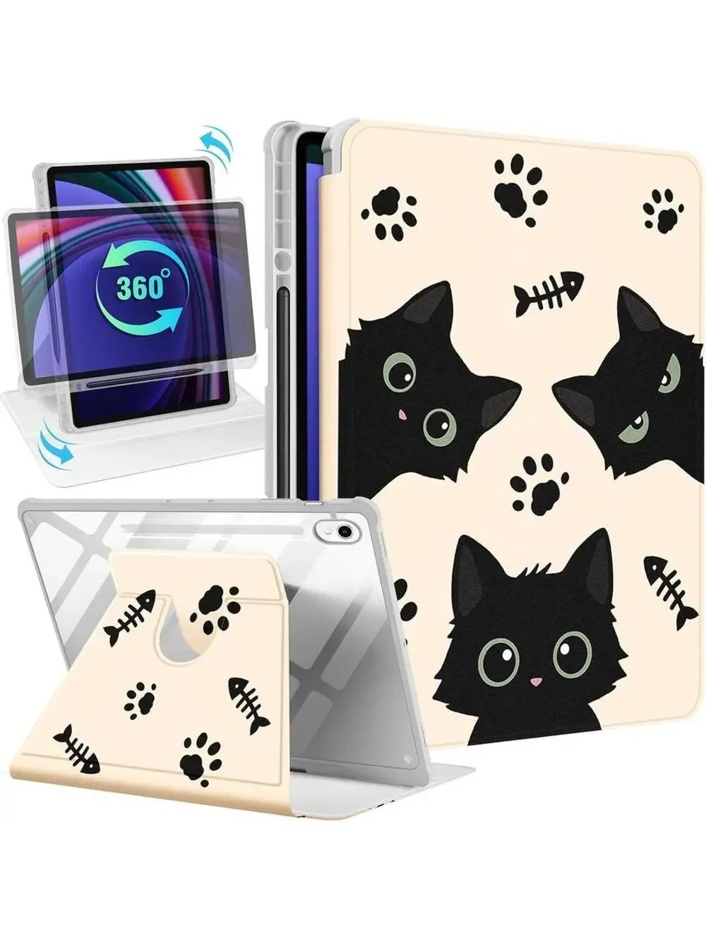 Cute Black Cat Case for Samsung Galaxy Tablet S9/S9 FE/S10/S10 FE/S10